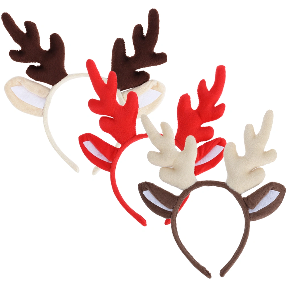 3pcs Christmas Reindeer Antler Headband Antler Hair Band Antler Hair Clasp for Xmas