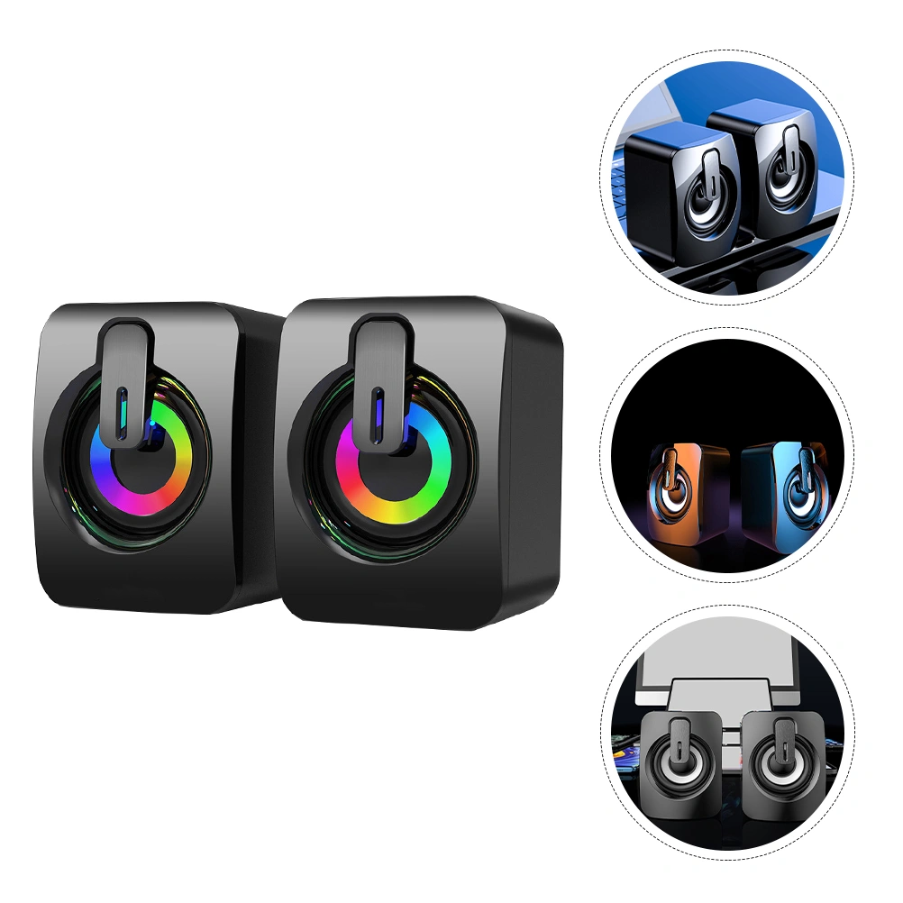 1 Pair of Gaming Speakers Wired Computer Speakers Laptop Subwoofer USB Speakers