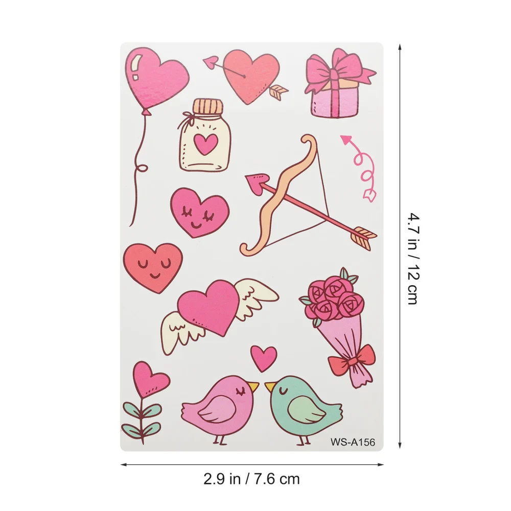 20 Sheets Fake Tattoos Decals Couple Temporary Tattoos Valentine's Day Tattoos