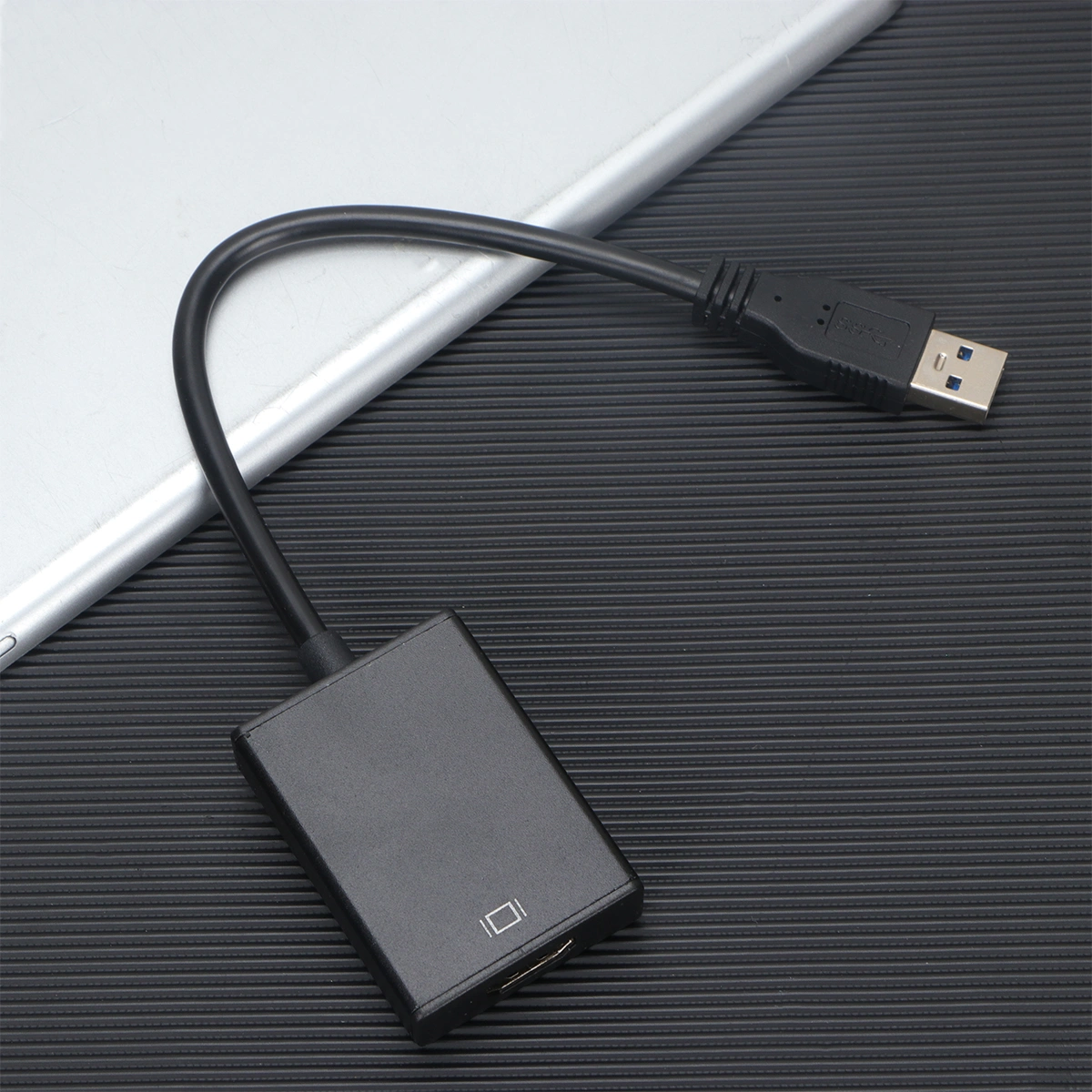 1PC USB3.0 to Cable High Definition Adapter Single Direction Converter USB Cable Adapter with Drive (Black)
