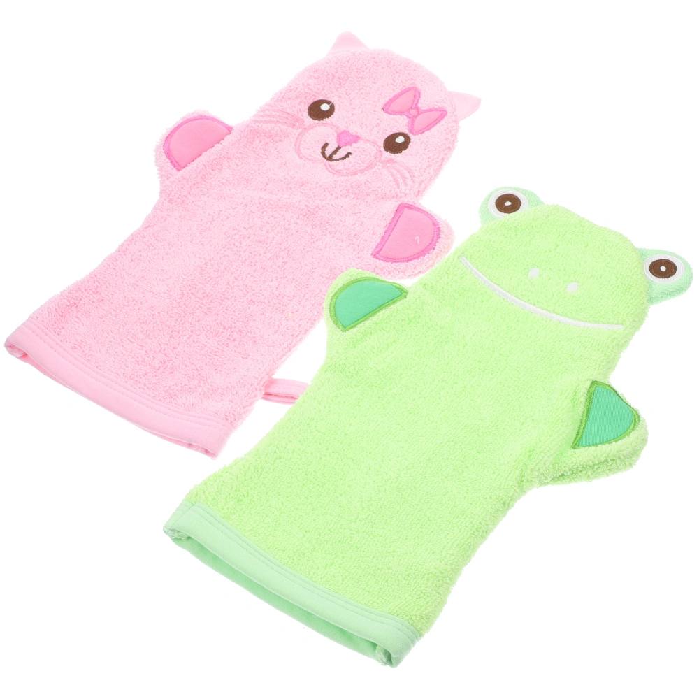 2Pcs Multi-function Shower Gloves Kids Scrubbing Mitts Baby Shower Mitts Exfoliating Supply