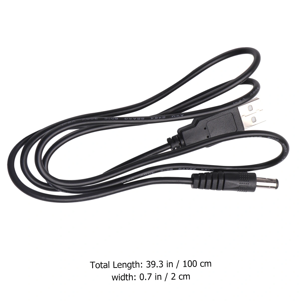 1M Length Black USB Port 5V 5.5x2.1mm DC Barrel Power Cable Connector For Small Electronics Devices Usb Extension Cable (Black)