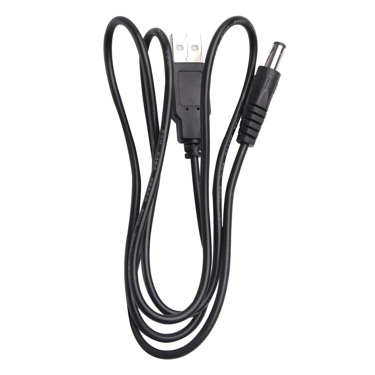 1M Length Black USB Port 5V 5.5x2.1mm DC Barrel Power Cable Connector For Small Electronics Devices Usb Extension Cable (Black)