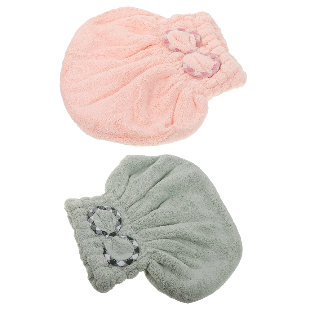 2pcs Comfortable Bathing Hats Lovely Hair Dry Hats Women Hair Drying Towels