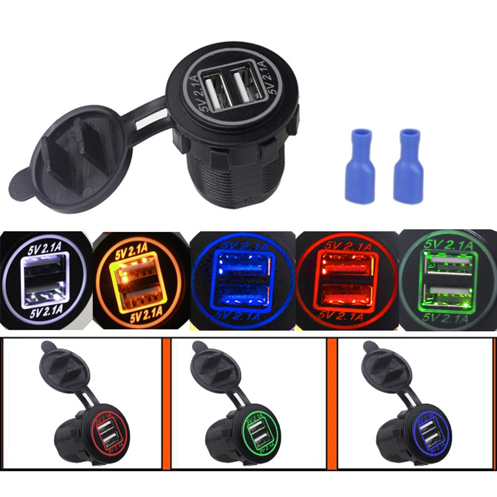 Universal Dual USB Car Phone Charger Charging Modification Accessories(Red Aperture)
