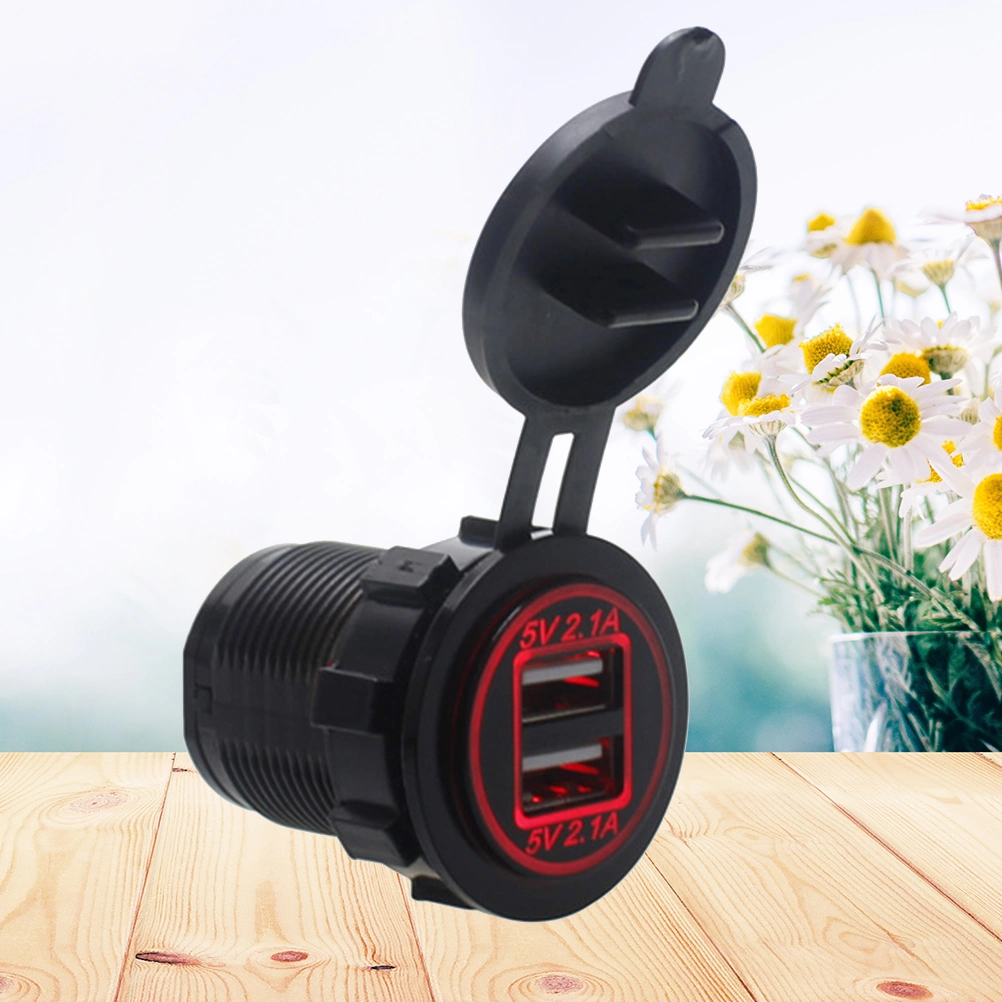 Universal Dual USB Car Phone Charger Charging Modification Accessories(Red Aperture)
