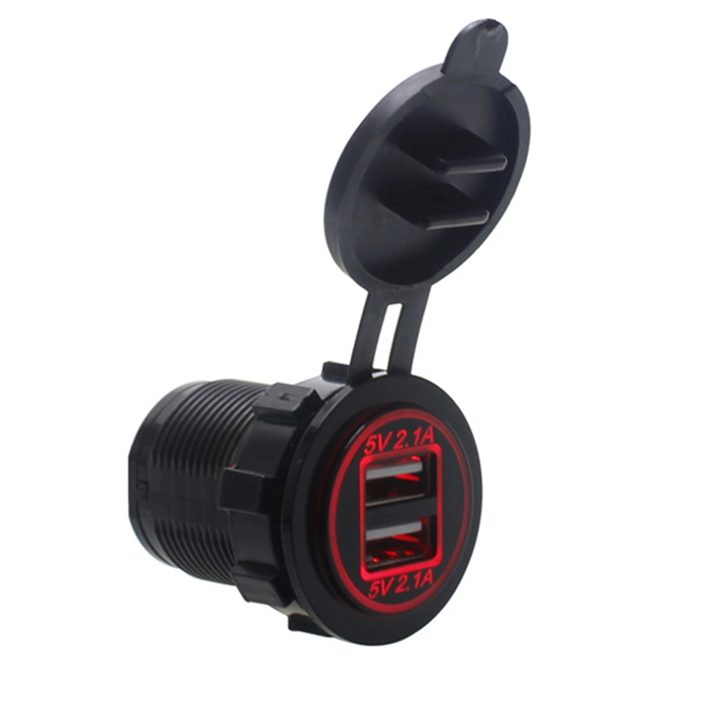 Universal Dual USB Car Phone Charger Charging Modification Accessories(Red Aperture)