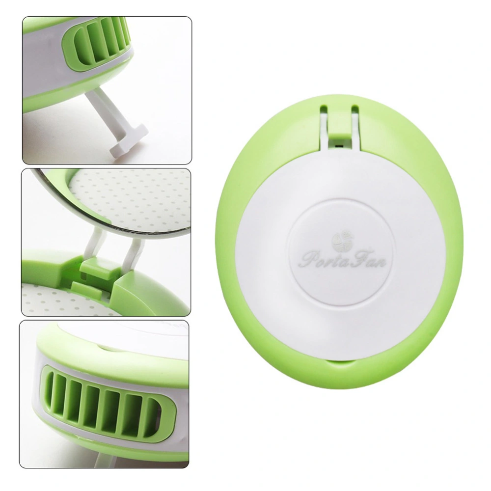 Mini Air Conditioner Fan Beauty Eyelash Fan Portable Electric Fan USB Charging Fan with Mirror (Green)