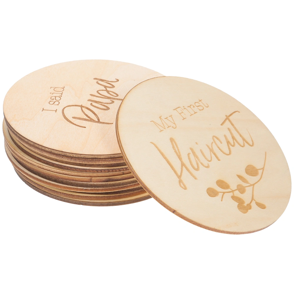 12Pcs Wooden Milestone Photo Cards Milestone Discs Baby Growth Journey Milestone Markers