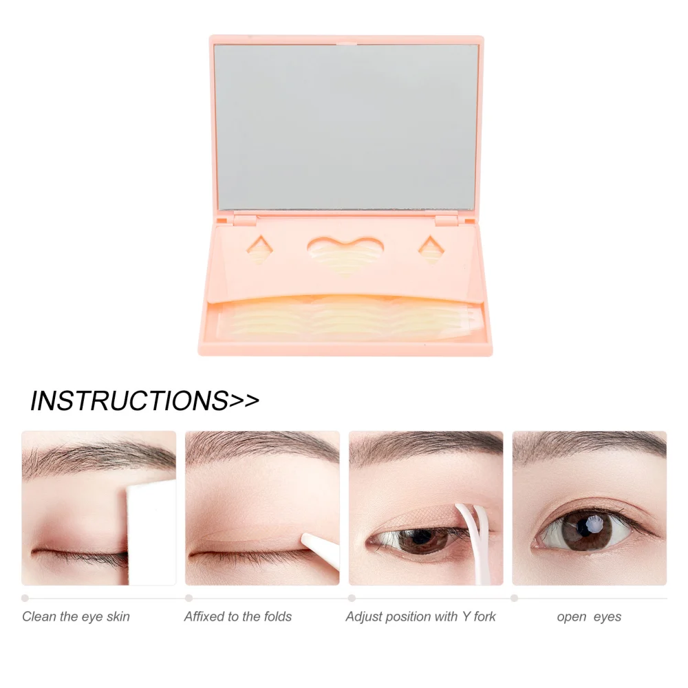 240 Pairs Double Eyelid Tape Pastes with Mirror Super Invisible Eyelid Sticker Makeup Eyelid Tapes Eyeliner Sticker(Random Color)