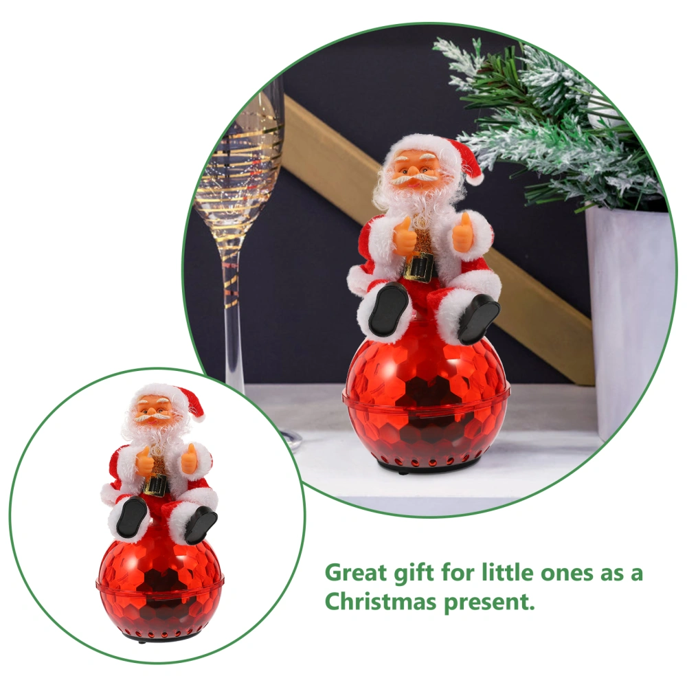 Lovely Santa Doll Ornament Music Santa Doll Luminous Rotating Ball Tabletop Decor