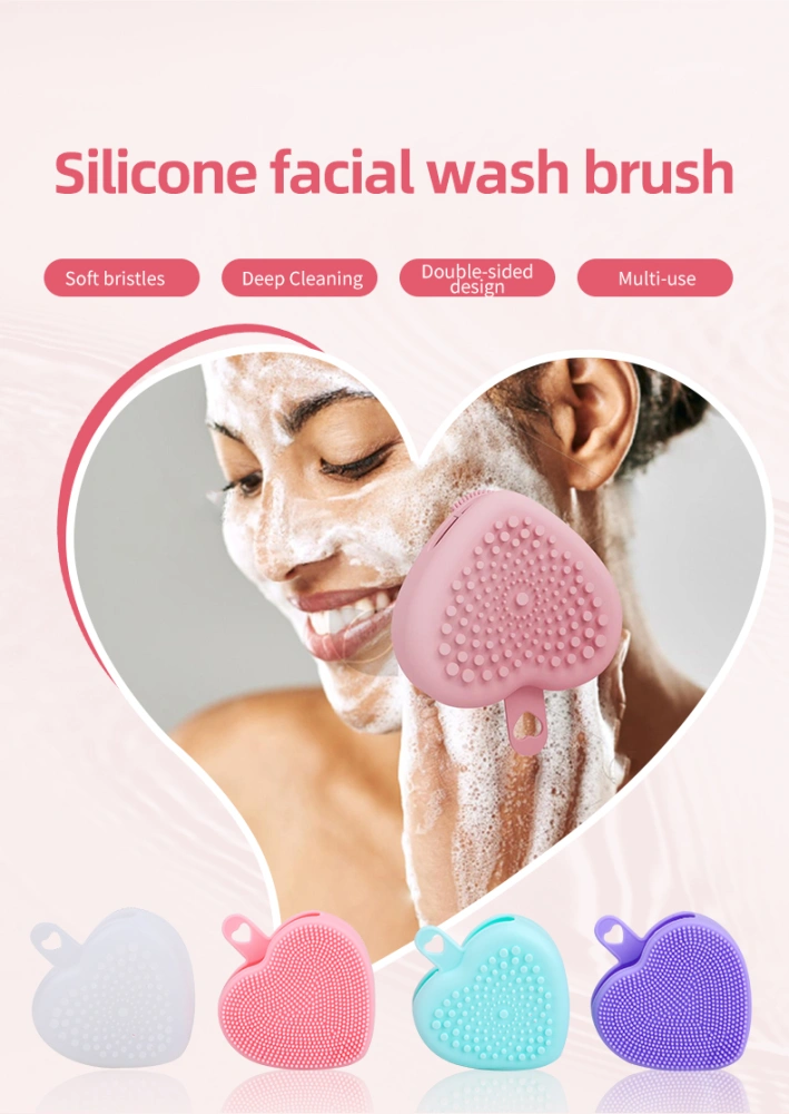 Heart Shaped Silicone Face Scrubber Double Sided Manual Face Exfoliator Brush Facial Cleansing Brush