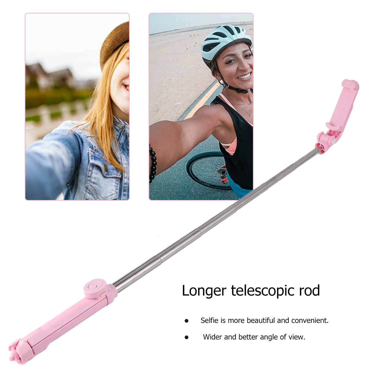 Multipurpose Telescopic Selfie Rod Phone Tripod Wireless Portable Selfie Stick Tripod Phone Holder Clip Stand (Pink)