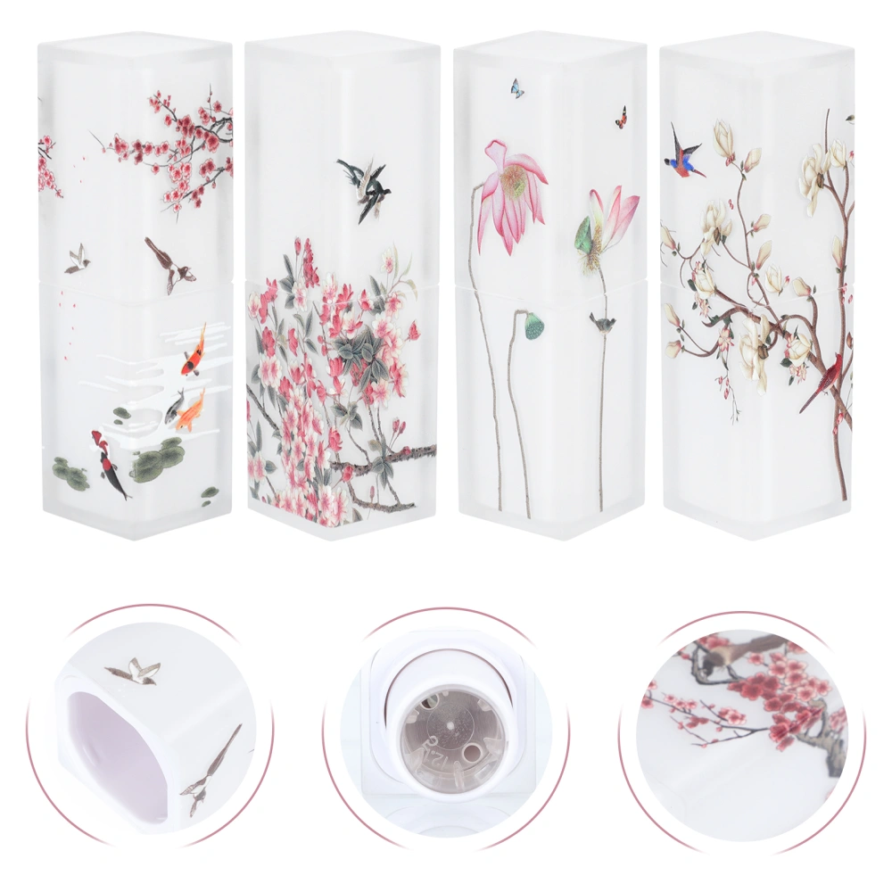 4pcs Chinese Style Lipstick Tubes Elegant Empty Lipstick Storage Containers