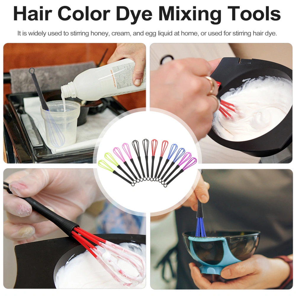 12pcs Hair Color Whisk Hair Dye Color Mixing Stirrers Salon Barber Plastic Whisk