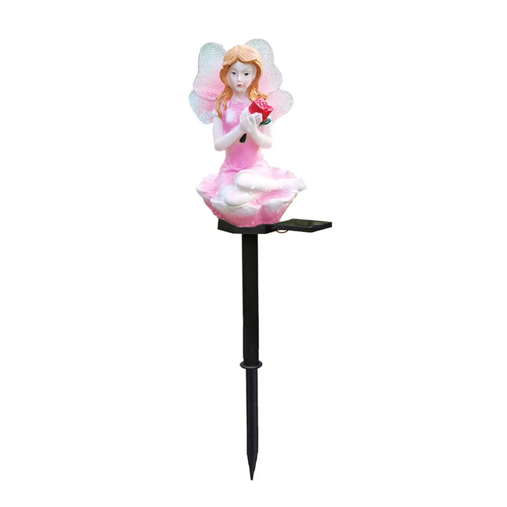 LED Solar Powered Fairy Shaped Lamp Garden Landscape Decorative Stake Light