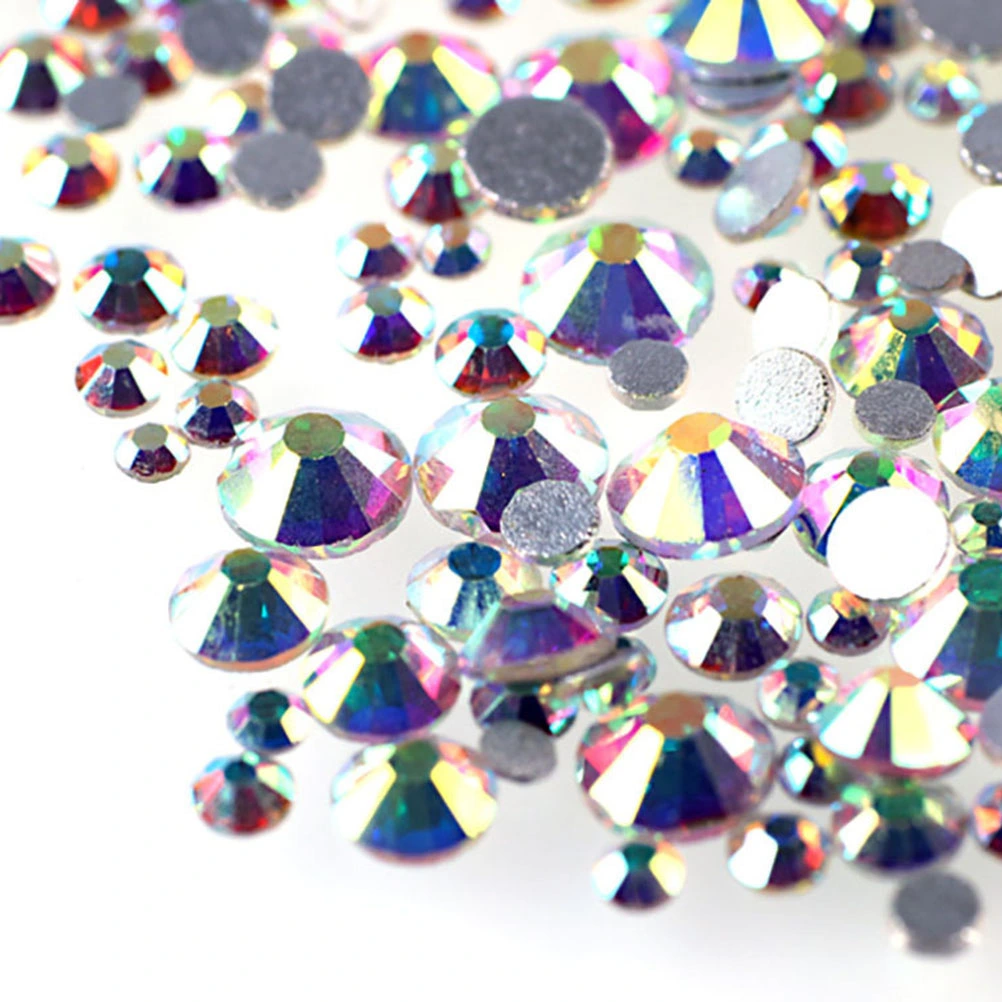 1440pcs 2.4mm Crystal AB Round Nail Art Rhinestones Mixed Flat Backs 3D Nail Decorations SS8AB