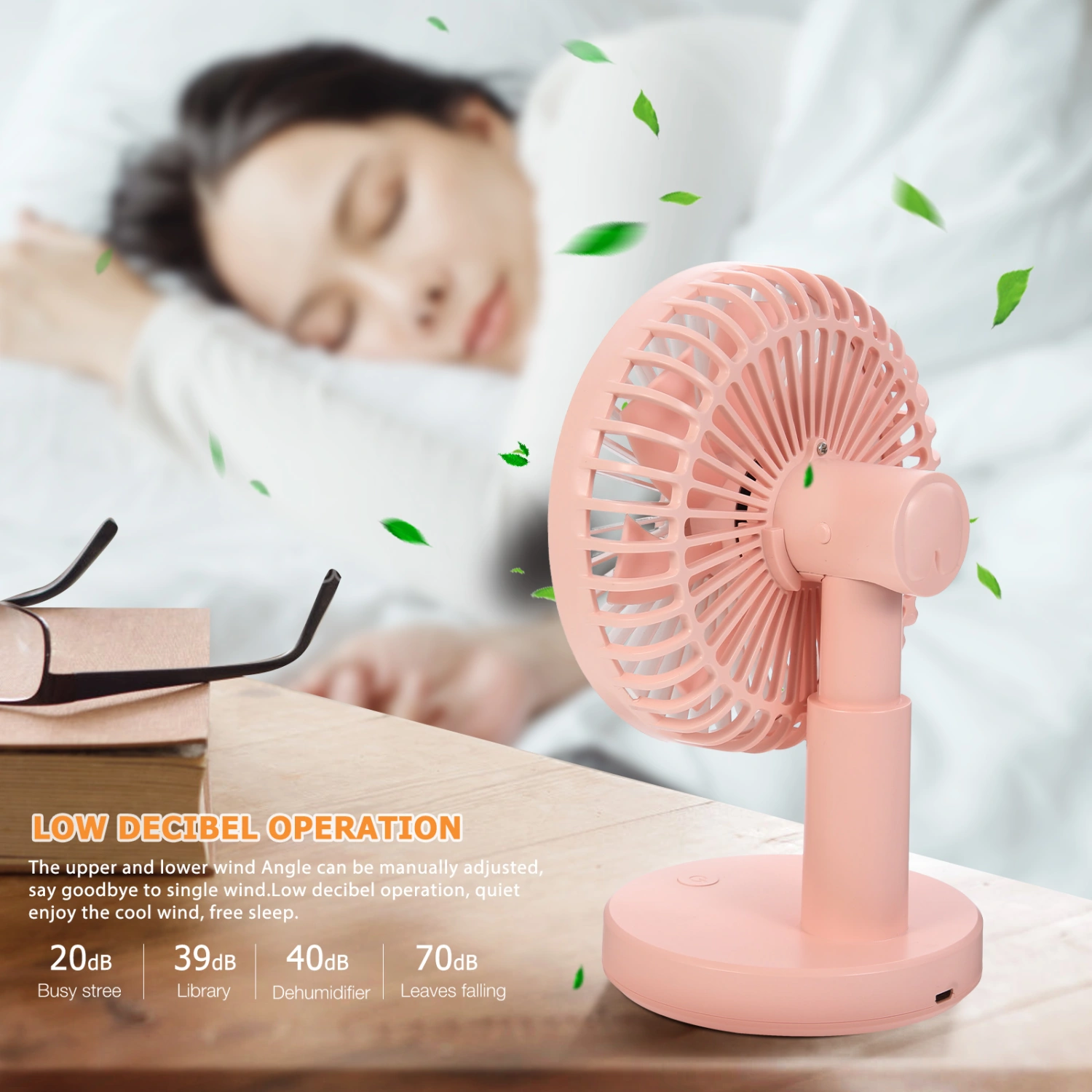 1 Set Quiet USB Desk Fan Plastic Summer Cooling Fan Simple Modelling Air Fan