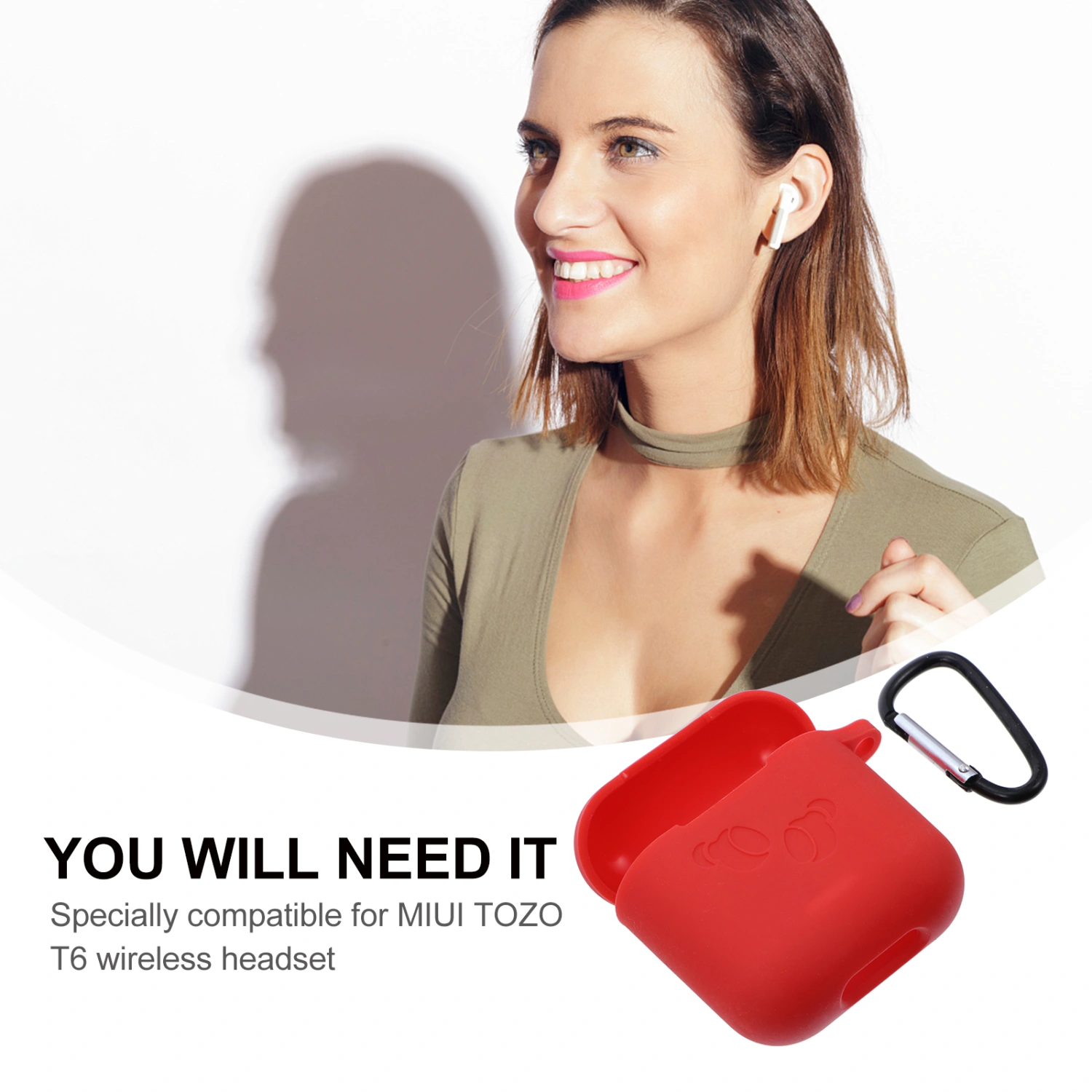 1pc Headphone Box Earphone Protective Case Compatible for T6 (Red)
