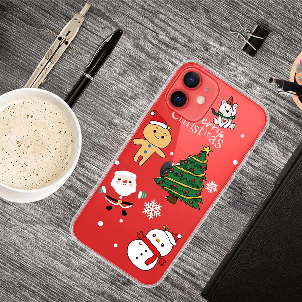 1pc Mobile Phone Shell Christmas Phone Protective Cover Compatible for iPhone 12