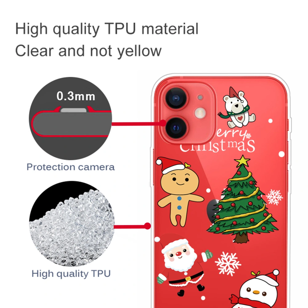 1pc Mobile Phone Shell Christmas Phone Protective Cover Compatible for iPhone 12