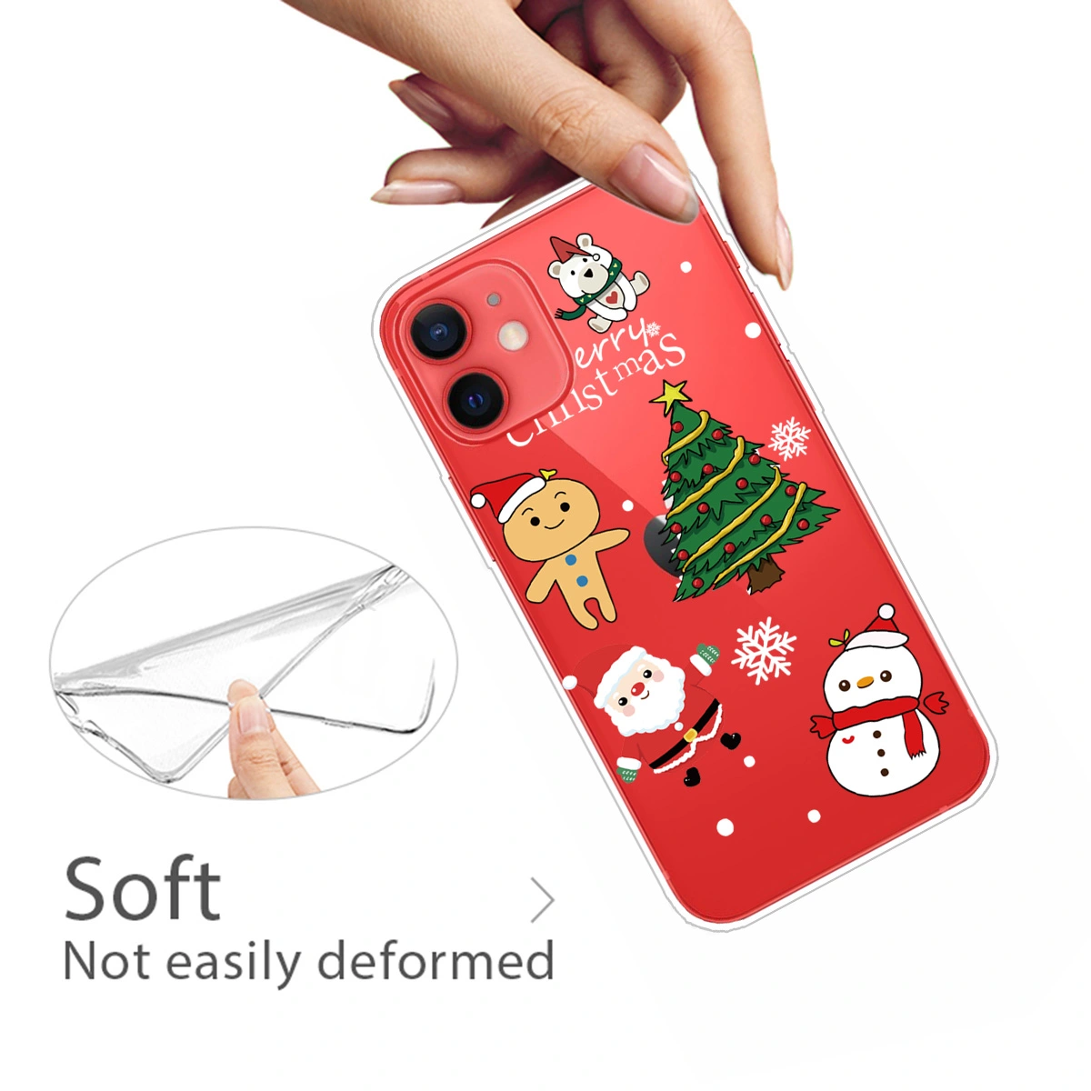 1pc Mobile Phone Shell Christmas Phone Protective Cover Compatible for iPhone 12