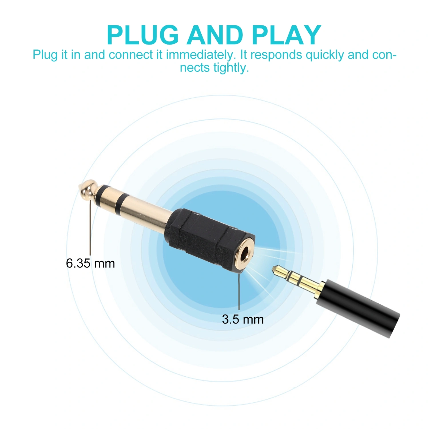 4 PCS Headphone Jack Adapter 6.35mm Male to 3.5mm Female Audio Converter Supply