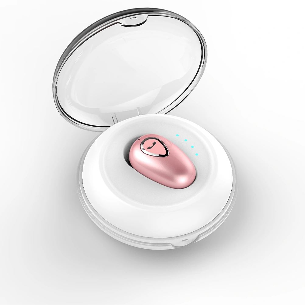 1pc In-ear Headset Wireless Mini Sports Headphones Running Earbuds Wireless Earbud Charging Case (Rose Gold)