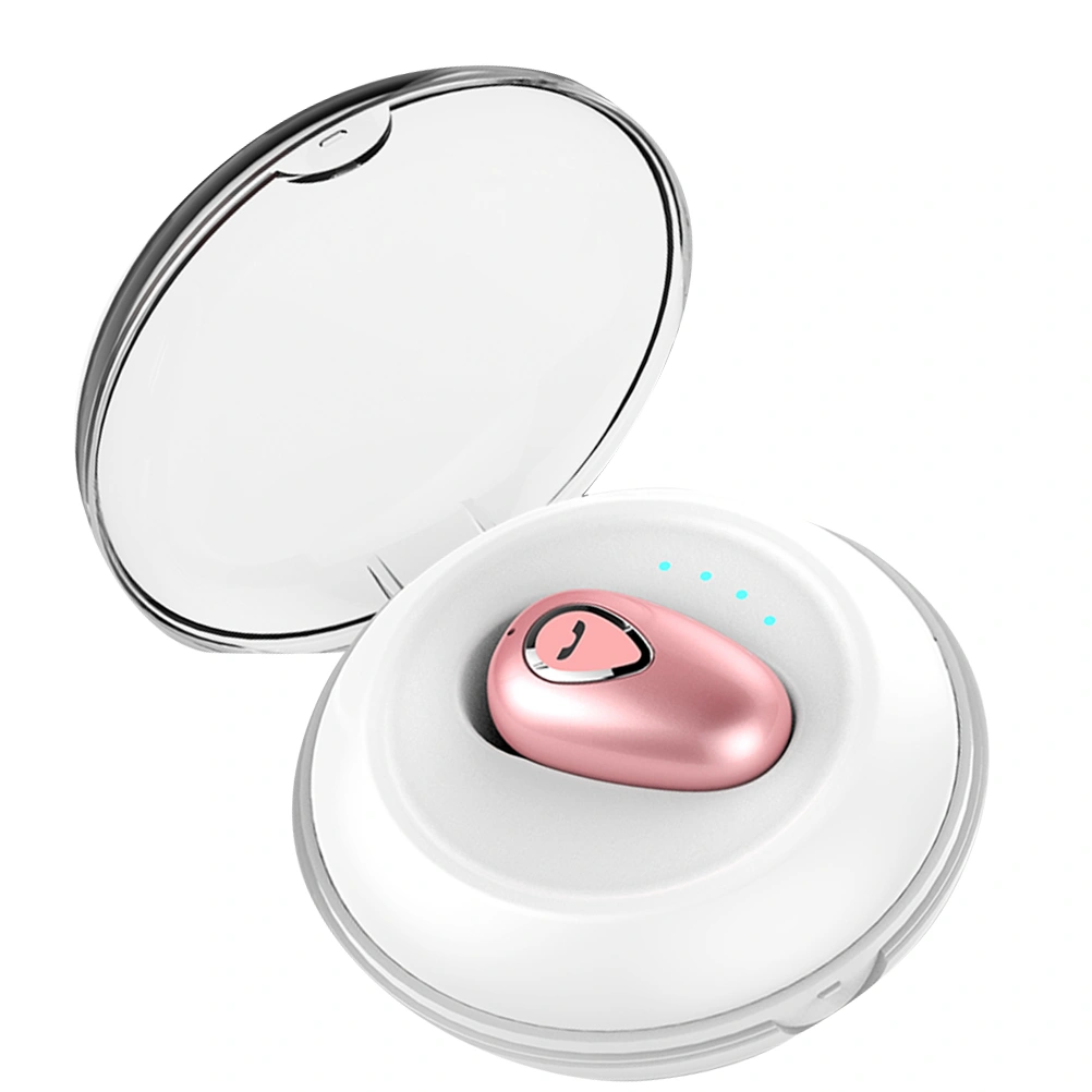 1pc In-ear Headset Wireless Mini Sports Headphones Running Earbuds Wireless Earbud Charging Case (Rose Gold)