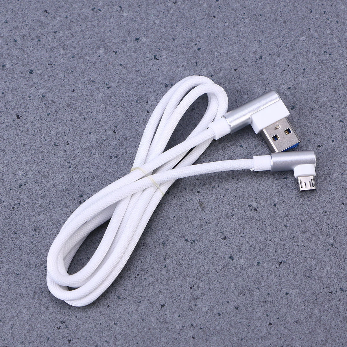 1M Right Angle USB Micro Cable Braided USB 2.4 A to 90 Degree Data Cable Charger Cord for Universal Android Phone (White)