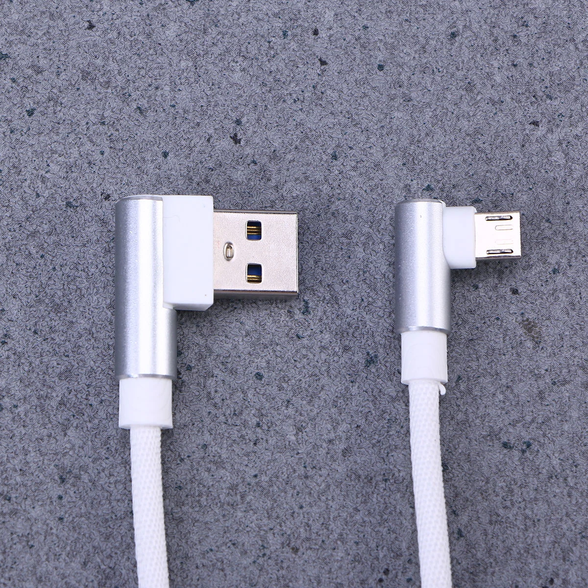 1M Right Angle USB Micro Cable Braided USB 2.4 A to 90 Degree Data Cable Charger Cord for Universal Android Phone (White)