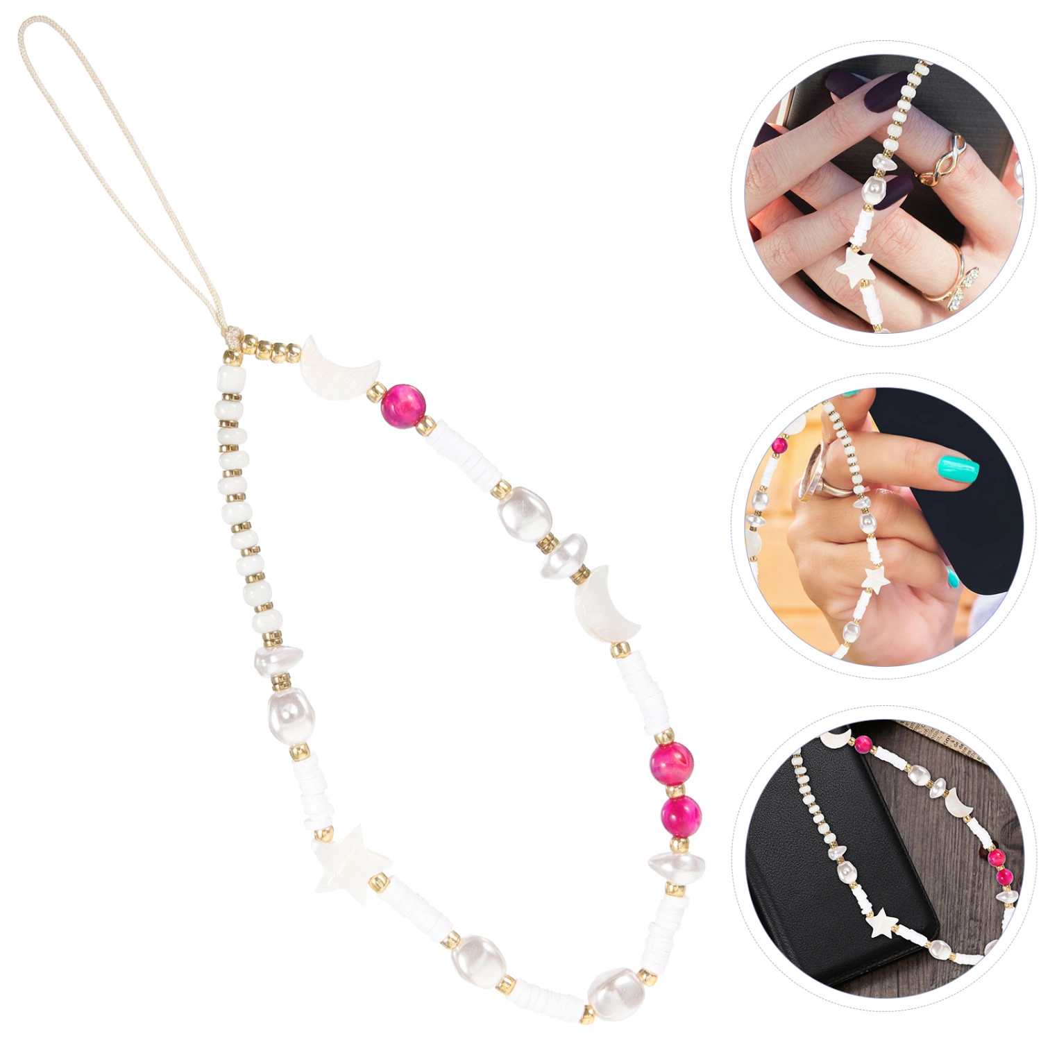 Beaded Phone Lanyard Beaded Phone Chain Strap Bracelet Keychain Phone Accessory