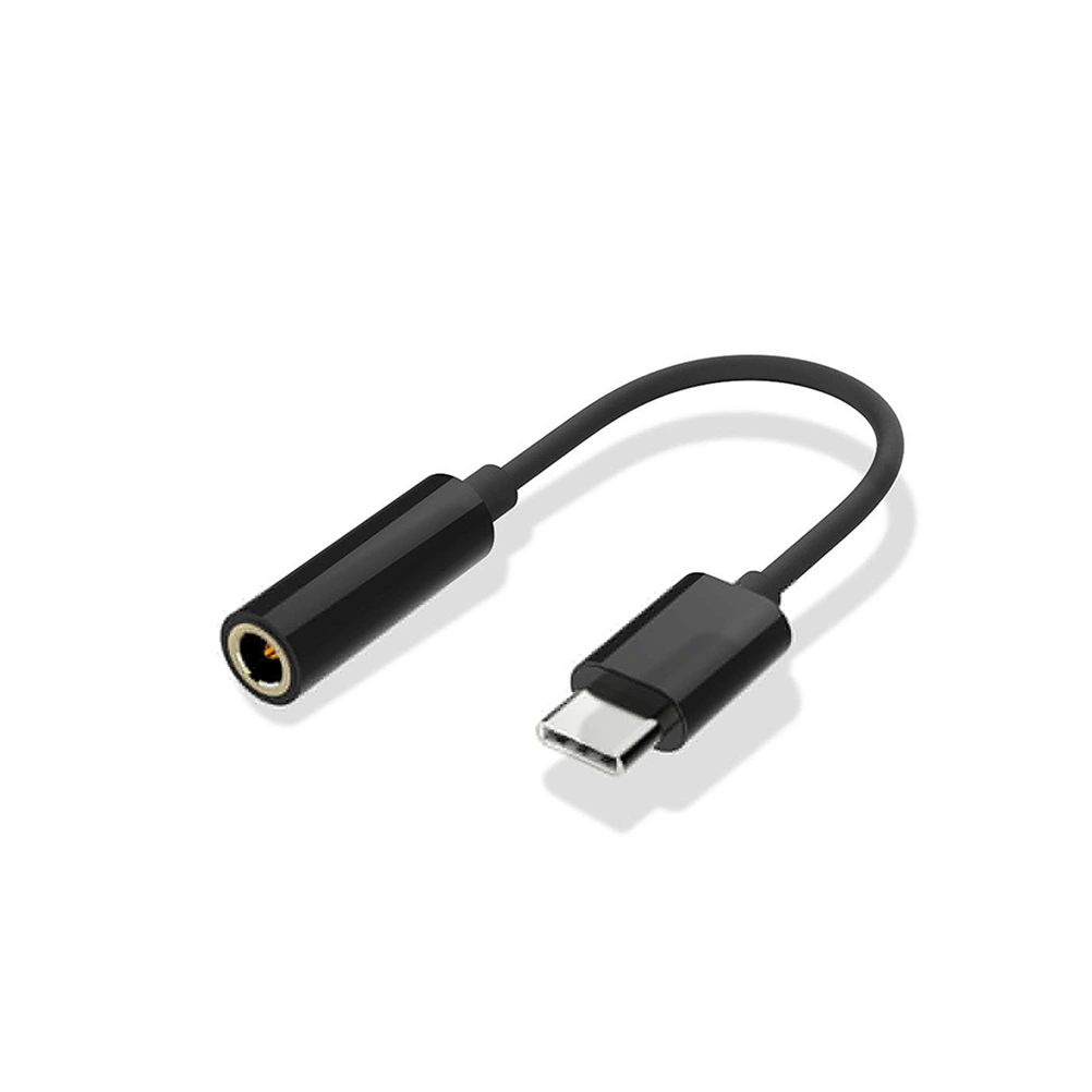2pcs Type-C to 3.5mm Earphone Cable Adapter Usb 3.1 Type C USB-C Male to 3.5 AUX Audio Female Jack (Black)