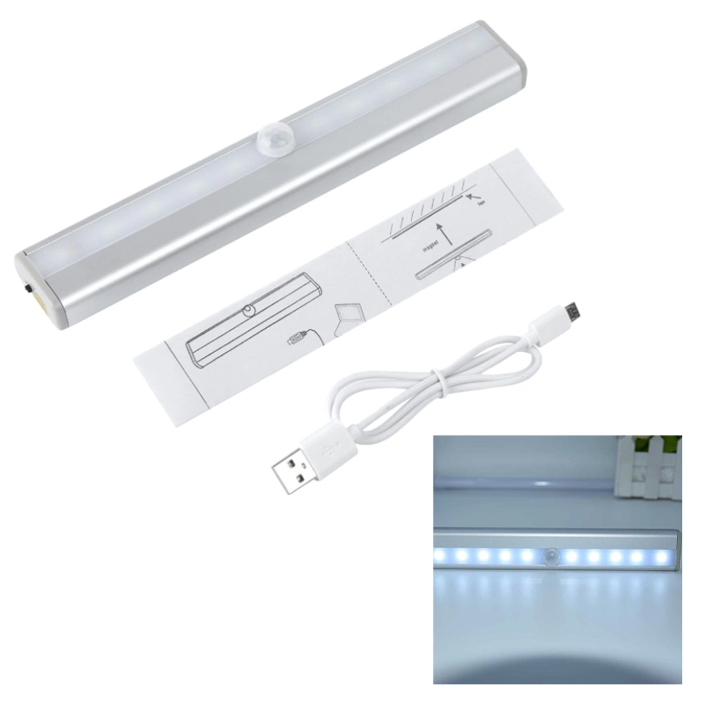 Cabinet Light Wardrobe Closet Lights Stick-on Anywhere Operated 10 LED Night Lights Bar Wardrobe Closet Drawer USB Charging(Cold White)