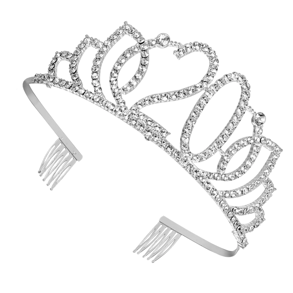 Number Crown Creative Birthday Cake Decoration Elegant Headwear Headdress Hair Accessories for Women Girls (Silver 20)