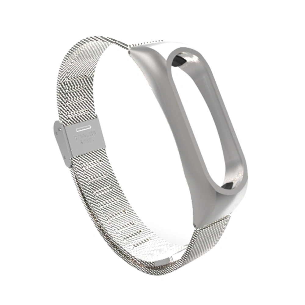 Stainless Steel Metal Wristband Strap for Xiaomi Mi Band 2 Watch (Silver)