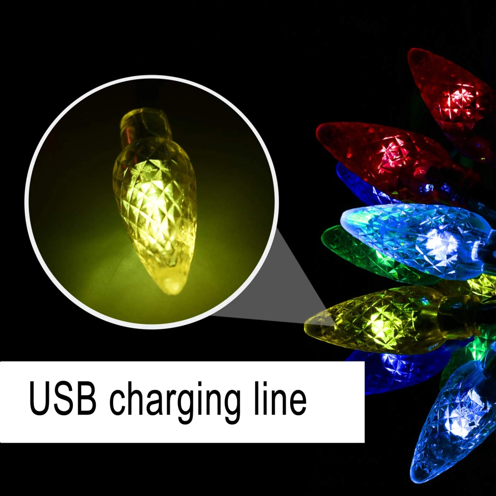 1pc USB Colorful Christmas Decorative Lamp USB String Lamp Phone Charging Cable