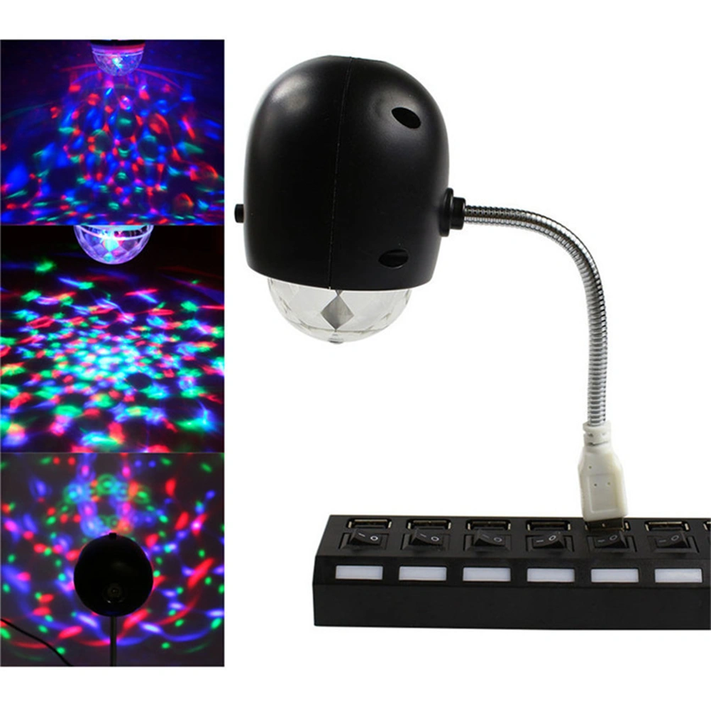 USB RGB LED Stage Lights Mini Night Light Portable Spherical Decoration Light (Black)
