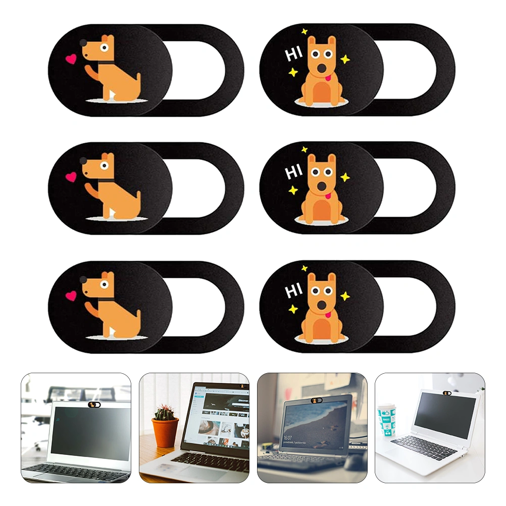 6Pcs Universal Webcam Cover Slide with Dog Pattern Web Camera Blocker Ornament