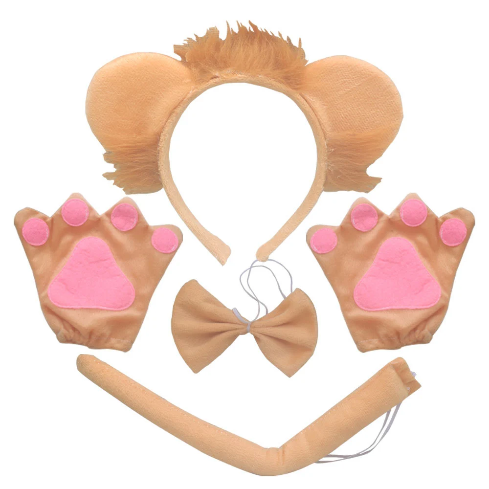 1 Set of Lion Ear Headband Cosplay Decor Accessory Decorative Bowknot Tail Bow Tie