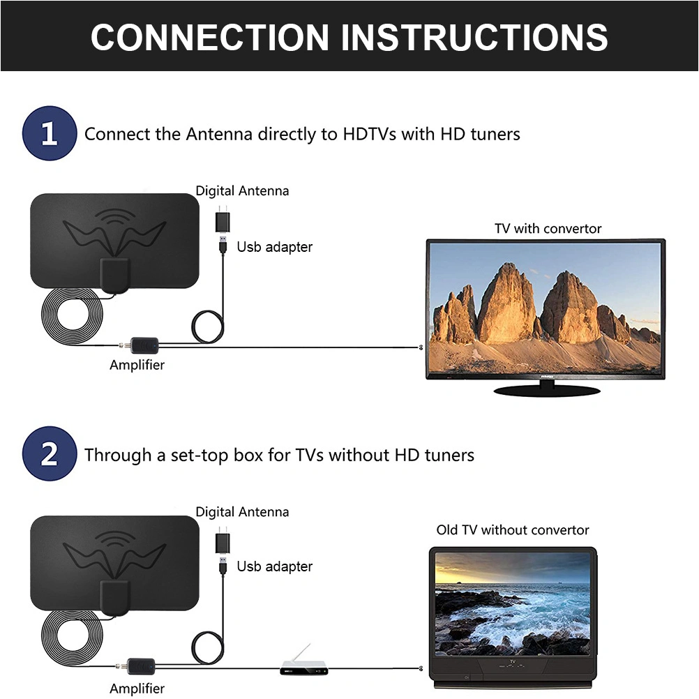TV Antenna Universal Antenna 4K High Gain Portable Indoor TV Aerial Replacement
