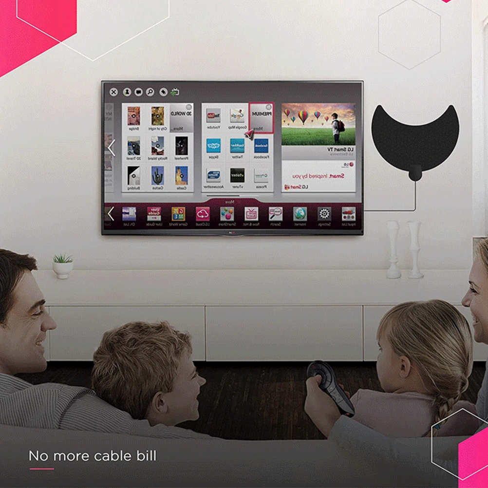 4K TV Antenna with Amplifier Long Range Indoor TV Signal Receiving Antenna