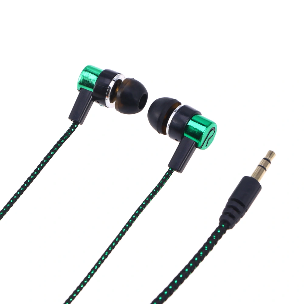 MP3/MP4 Cloth Line Heavy Bass Earphone In-ear Earphone With 3.5mm Plug(Green)