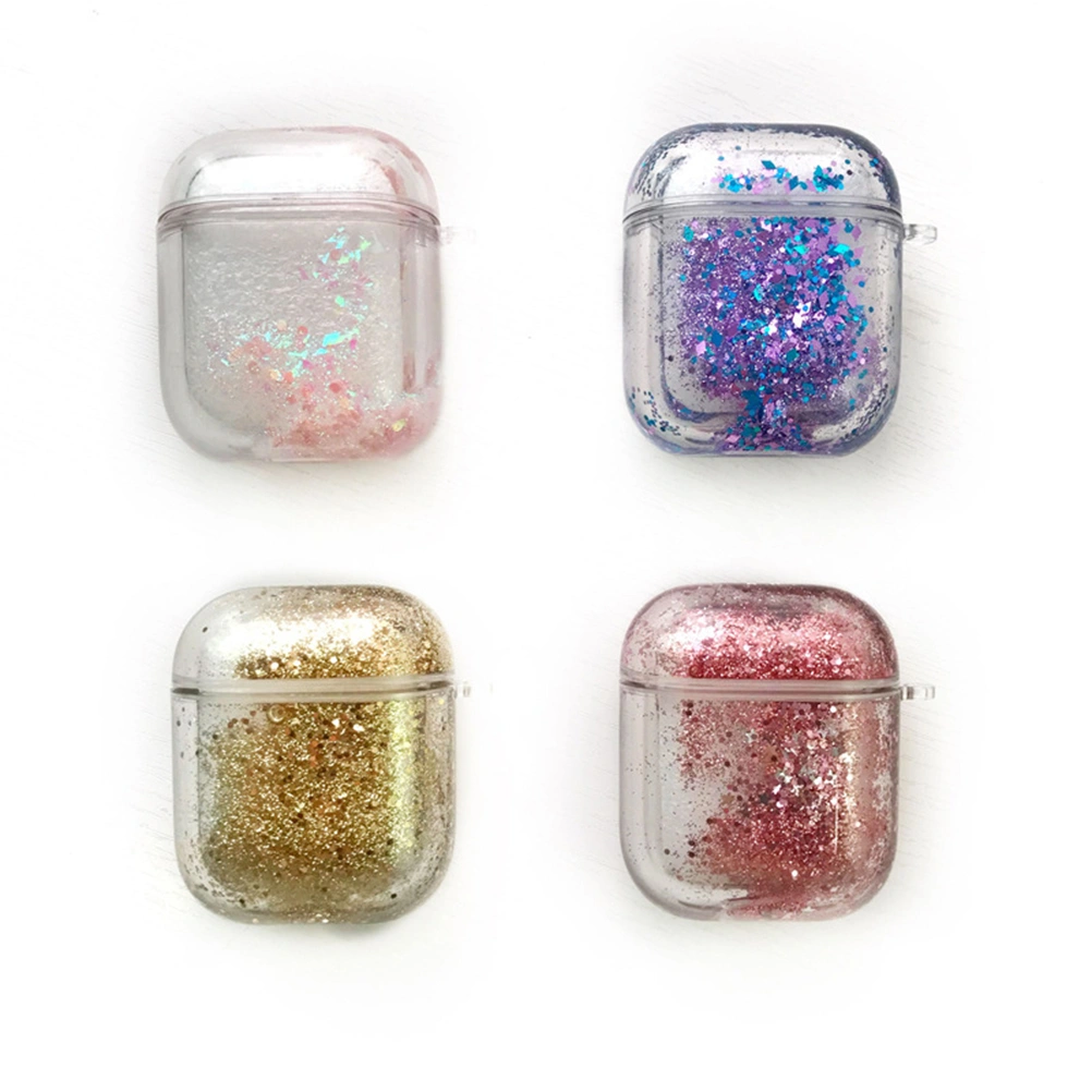 1pc Wireless Earphone Case Protective Earphone Shell Earphone Cover Glitter Decor Compatible for AirPods1/2 (Golden)