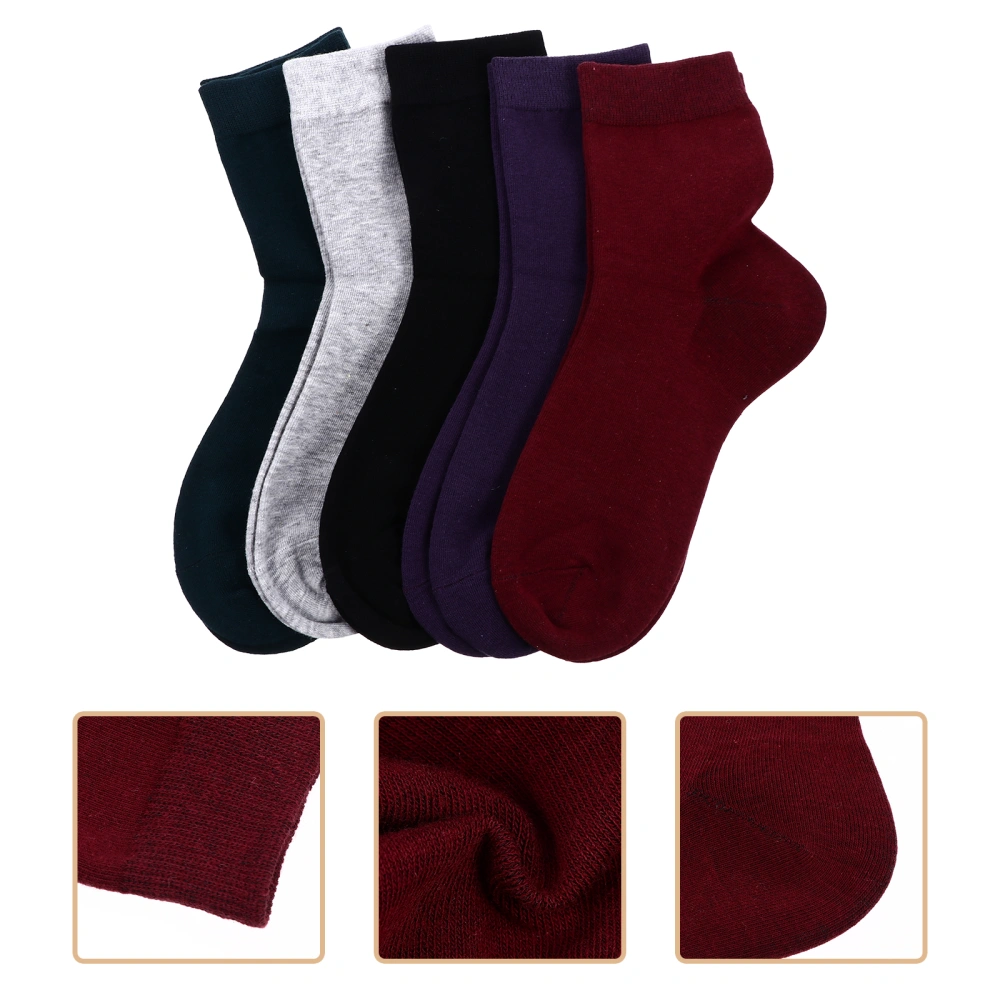 5 Pairs Women Girls Silicone Gel Lining Socks Anti Cracking Cotton Socks