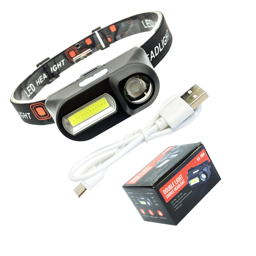 6 LEDs Rechargeable Headlamp Flashlight Rotatable Super Bright Head Torch USB Charging Head Lamp for Outdoor Running Camping Hiking Walking with Cable No Battery Included (Black)
