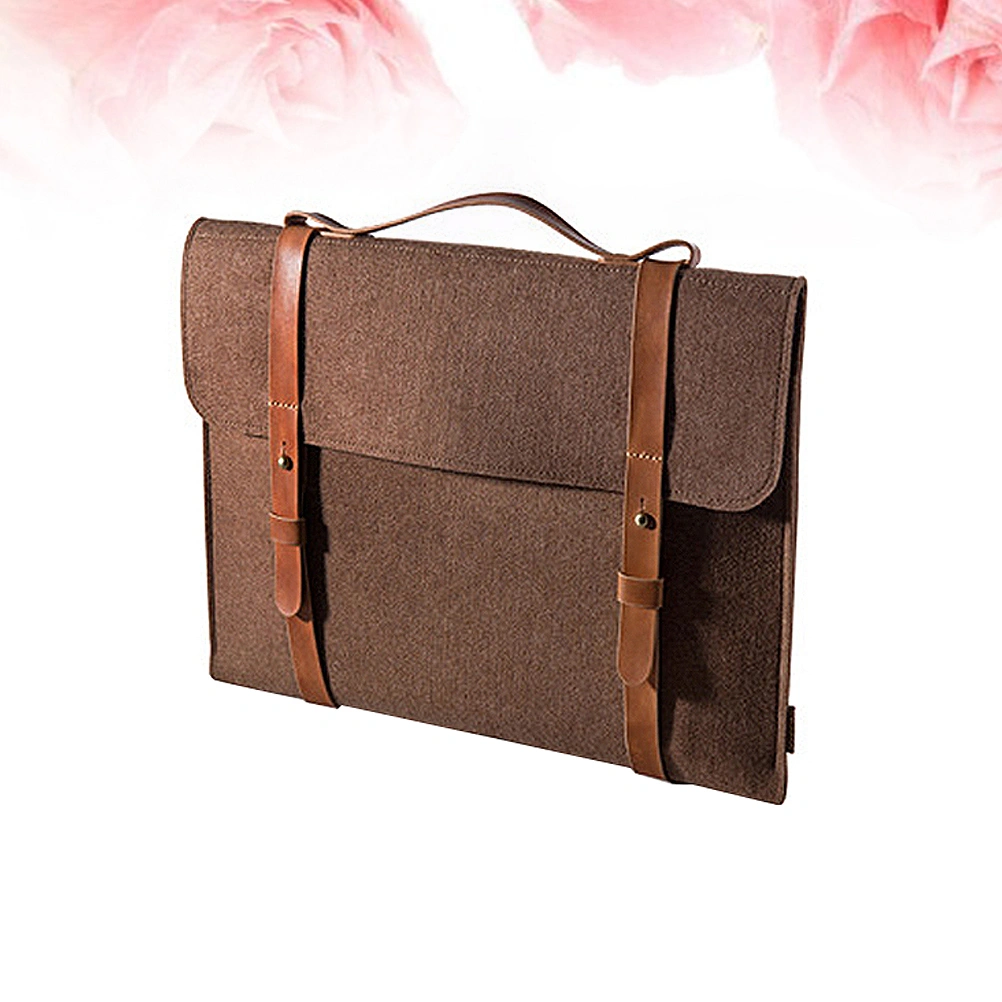 1PC 15.6 Inch Laptop Handbag Simple Felt Laptop Protective Portable Laptop Bag Briefcase (Brown)