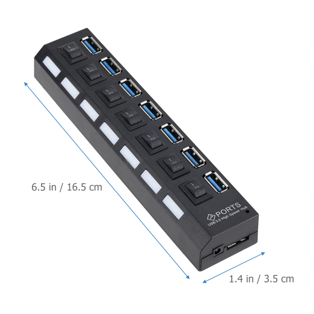 USB 3.0 Hub 7-Port USB Hub Splitter Individual LED Light On/Off Switches High-Speed Transfer USB Hub