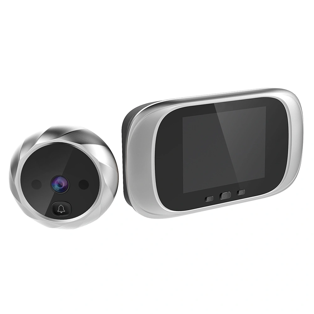 90 Degree Wide Angle Smart Digital Peephole 0.3 MP Visual Doorbell Smart Visual Cat Eye Electronic Cat Eye Door Viewer Cameras Security Camera Door Bell without Battery (Silver)