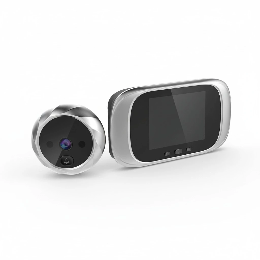 90 Degree Wide Angle Smart Digital Peephole 0.3 MP Visual Doorbell Smart Visual Cat Eye Electronic Cat Eye Door Viewer Cameras Security Camera Door Bell without Battery (Silver)